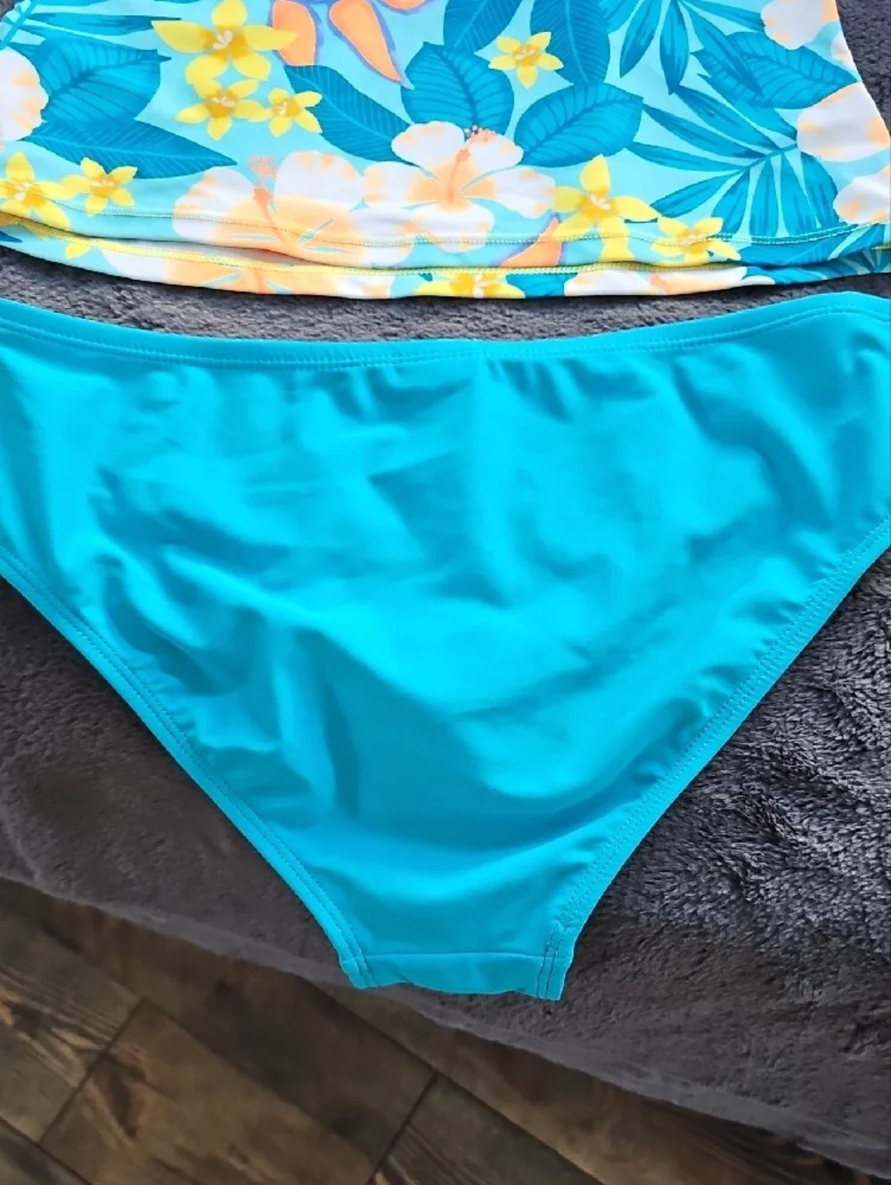 Girls' Tropical Floral Tankini Swim Set with Yellow Skirt
